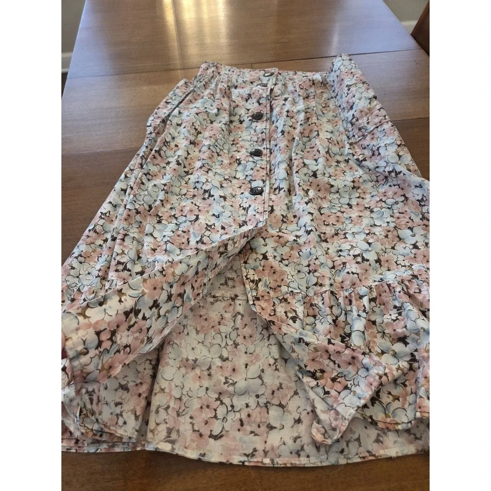 Vtg Reldan Prairie Skirt Women's Sm‎ Med Long Floral Cottagecore Peasant
